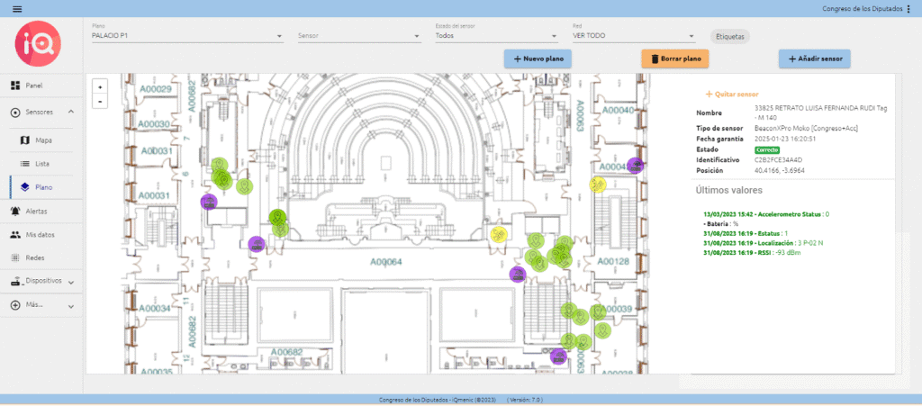 Plano con sensores en edificio Congreso