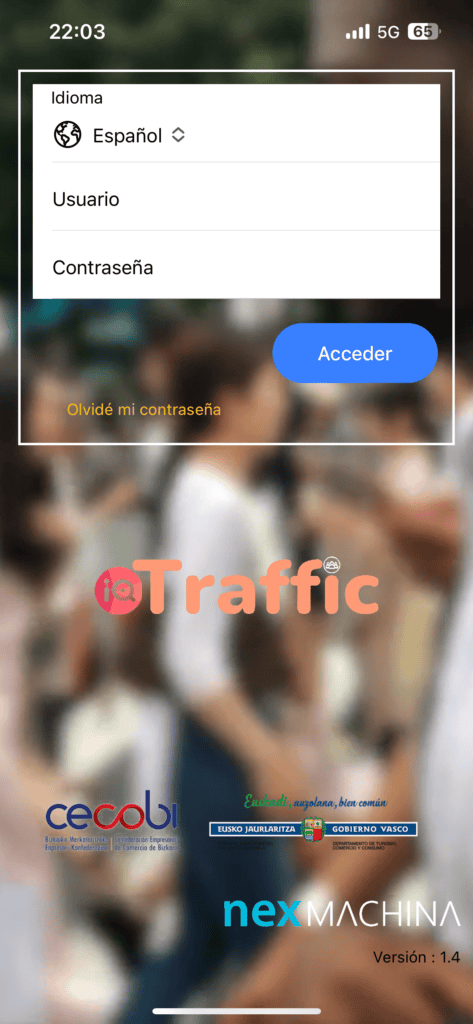 Pantalla de inicio en español de aplicación móvil.
